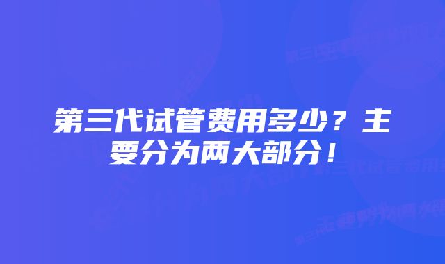 第三代试管费用多少？主要分为两大部分！