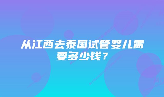 从江西去泰国试管婴儿需要多少钱？