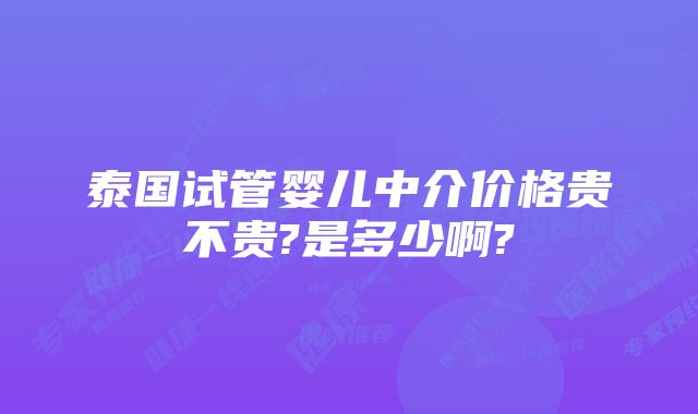 泰国试管婴儿中介价格贵不贵?是多少啊?