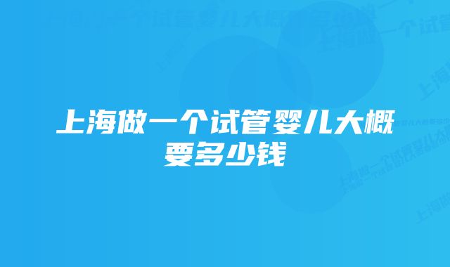 上海做一个试管婴儿大概要多少钱