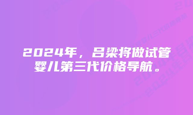 2024年，吕梁将做试管婴儿第三代价格导航。