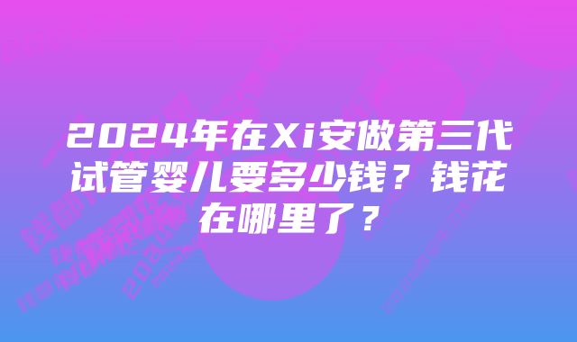 2024年在Xi安做第三代试管婴儿要多少钱？钱花在哪里了？