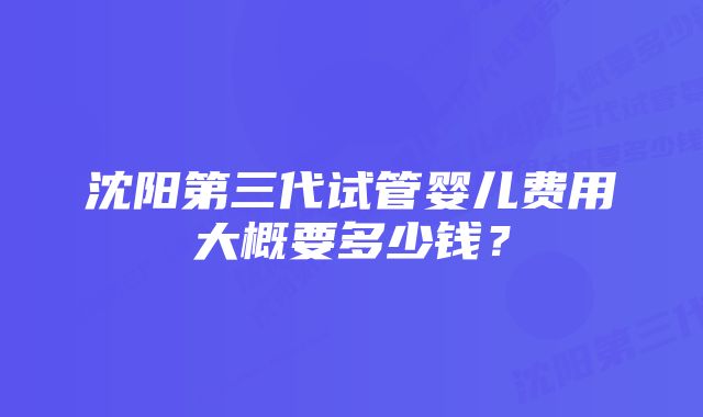 沈阳第三代试管婴儿费用大概要多少钱？