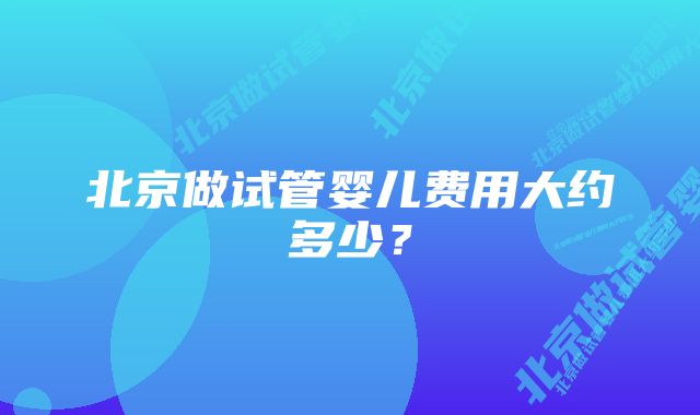 北京做试管婴儿费用大约多少？