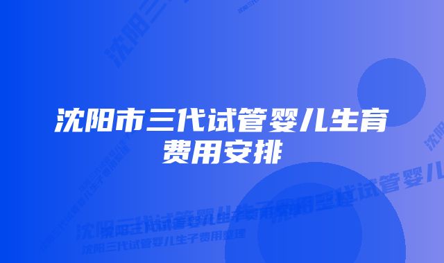 沈阳市三代试管婴儿生育费用安排