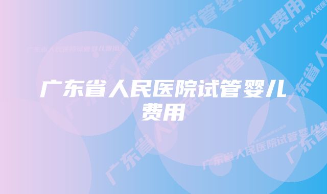 广东省人民医院试管婴儿费用