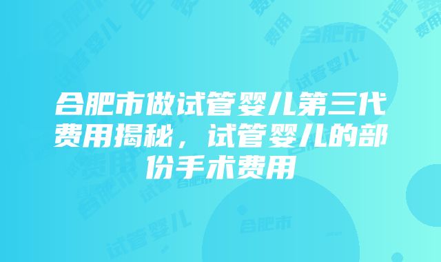 合肥市做试管婴儿第三代费用揭秘，试管婴儿的部份手术费用