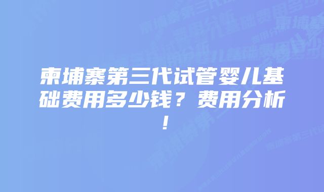 柬埔寨第三代试管婴儿基础费用多少钱？费用分析！