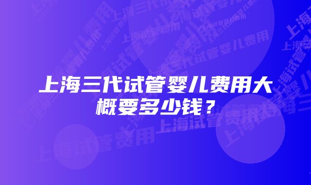 上海三代试管婴儿费用大概要多少钱？