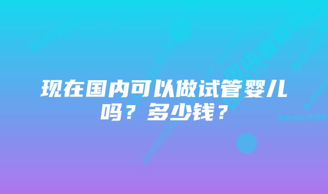 现在国内可以做试管婴儿吗？多少钱？