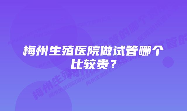 梅州生殖医院做试管哪个比较贵？