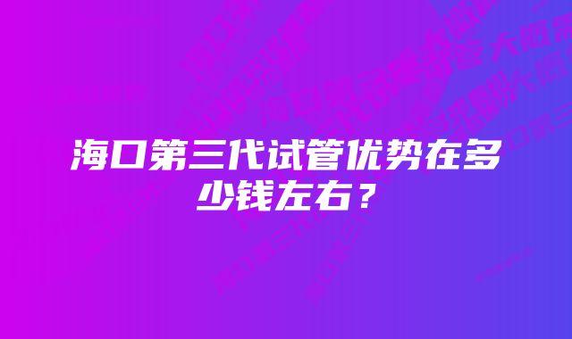 海口第三代试管优势在多少钱左右？