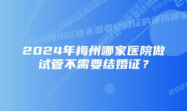 2024年梅州哪家医院做试管不需要结婚证？