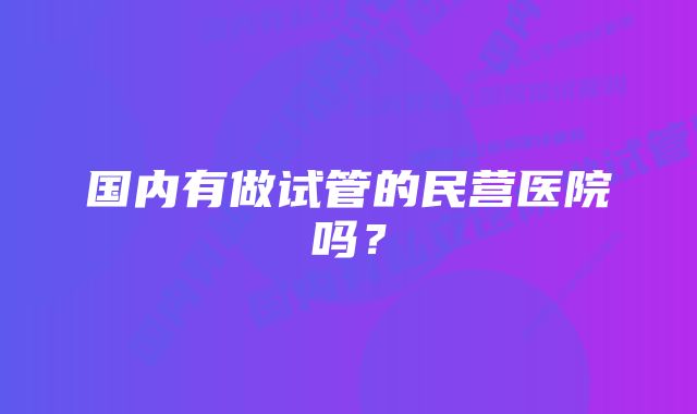 国内有做试管的民营医院吗？