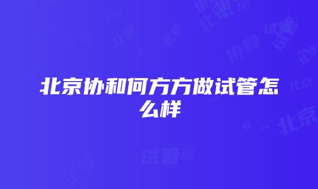 北京协和何方方做试管怎么样