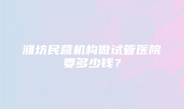 潍坊民营机构做试管医院要多少钱？