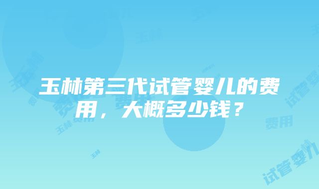 玉林第三代试管婴儿的费用，大概多少钱？