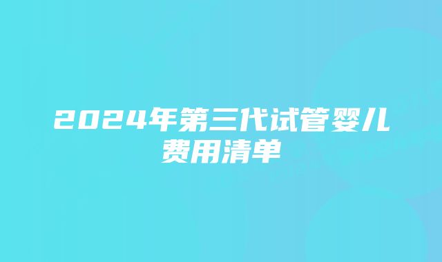 2024年第三代试管婴儿费用清单