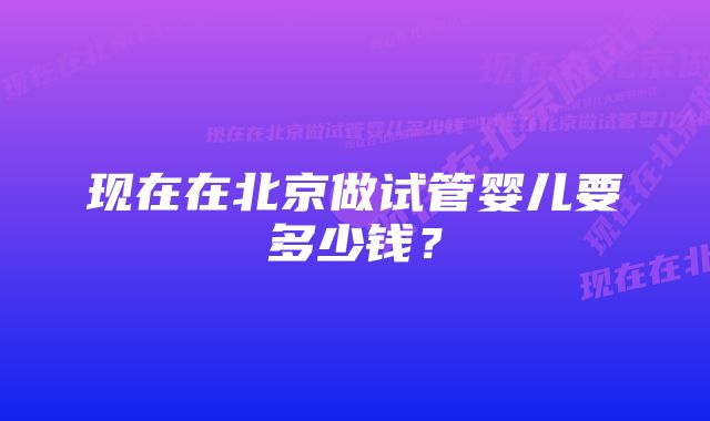 现在在北京做试管婴儿要多少钱？