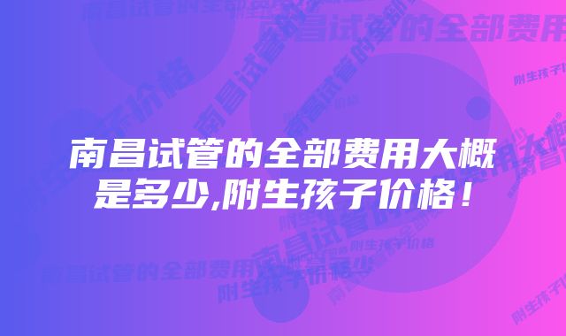 南昌试管的全部费用大概是多少,附生孩子价格！