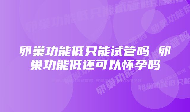 卵巢功能低只能试管吗 卵巢功能低还可以怀孕吗