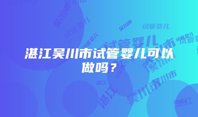 湛江吴川市试管婴儿可以做吗？