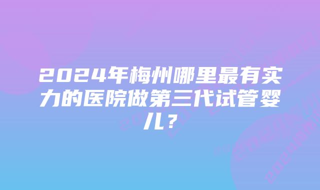 2024年梅州哪里最有实力的医院做第三代试管婴儿？