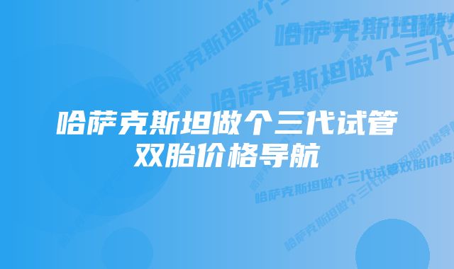 哈萨克斯坦做个三代试管双胎价格导航