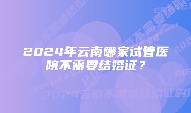 2024年云南哪家试管医院不需要结婚证？