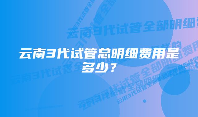 云南3代试管总明细费用是多少？