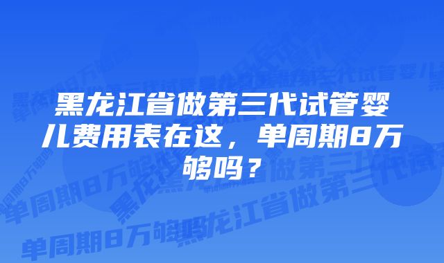 黑龙江省做第三代试管婴儿费用表在这，单周期8万够吗？