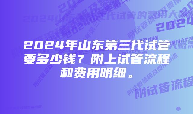 2024年山东第三代试管要多少钱？附上试管流程和费用明细。