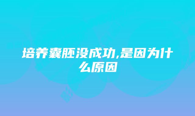 培养囊胚没成功,是因为什么原因