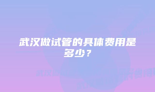 武汉做试管的具体费用是多少？