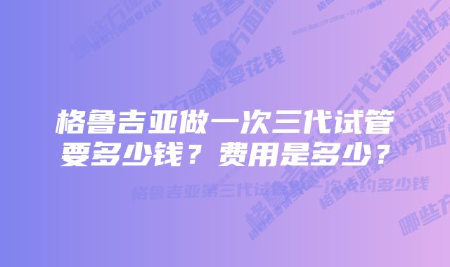 格鲁吉亚做一次三代试管要多少钱？费用是多少？