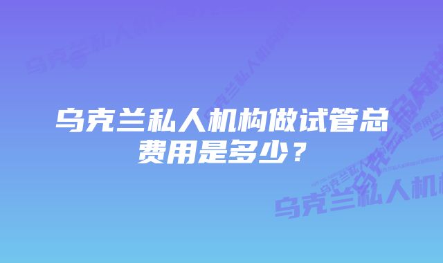 乌克兰私人机构做试管总费用是多少？