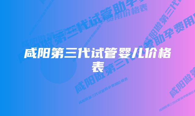 咸阳第三代试管婴儿价格表