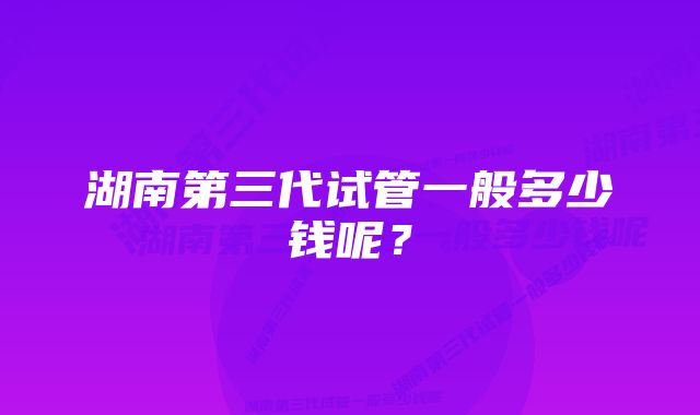 湖南第三代试管一般多少钱呢？