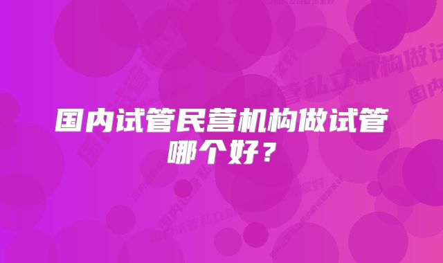 国内试管民营机构做试管哪个好？