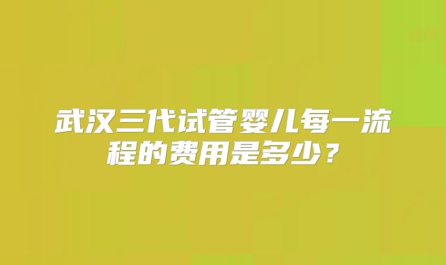 武汉三代试管婴儿每一流程的费用是多少？