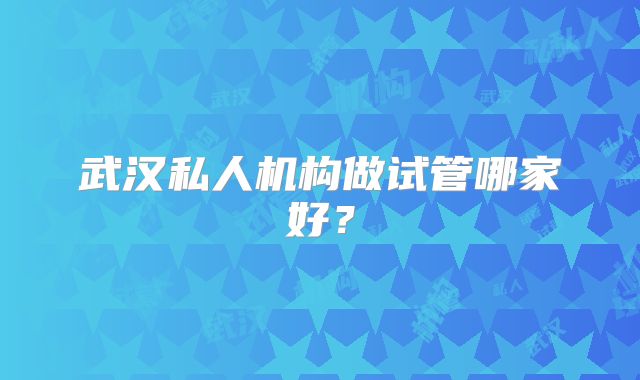 武汉私人机构做试管哪家好？