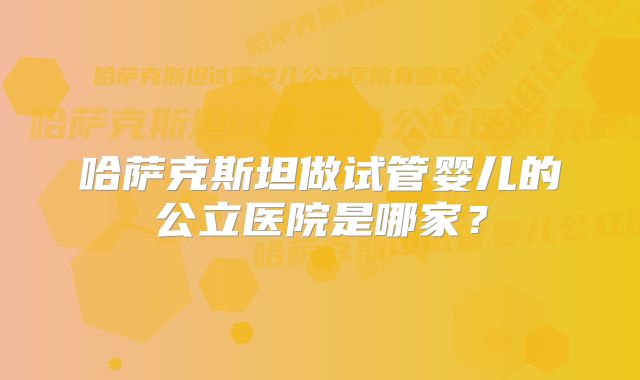 哈萨克斯坦做试管婴儿的公立医院是哪家？