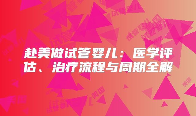 赴美做试管婴儿:医学评估、治疗流程与周期全解