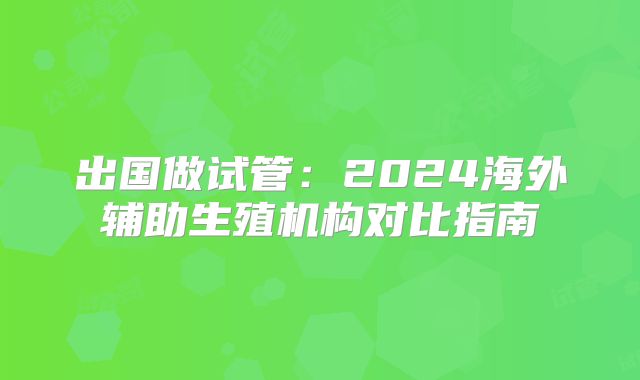 出国做试管:2024海外辅助生殖机构对比指南