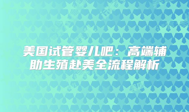 美国试管婴儿吧:高端辅助生殖赴美全流程解析