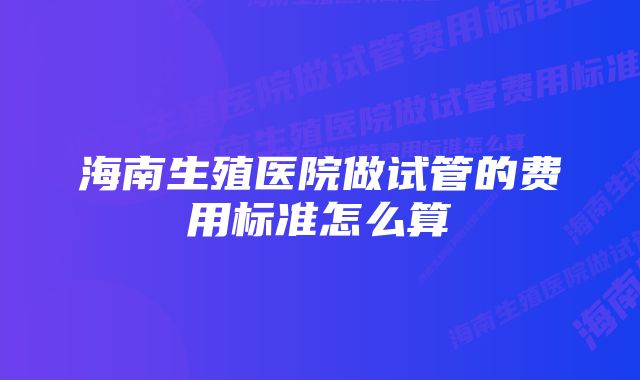 海南生殖医院做试管的费用标准怎么算