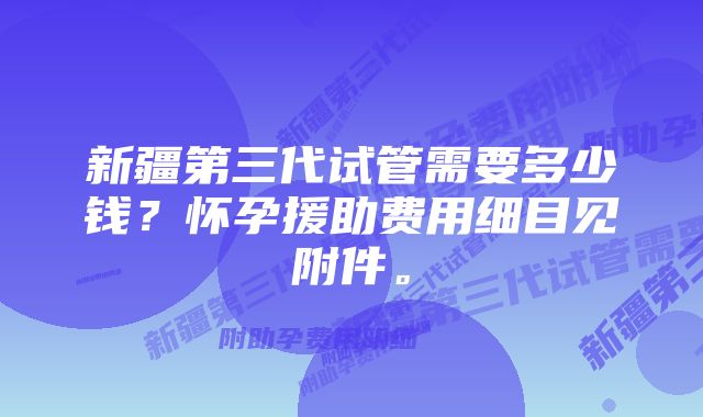 新疆第三代试管需要多少钱？怀孕援助费用细目见附件。