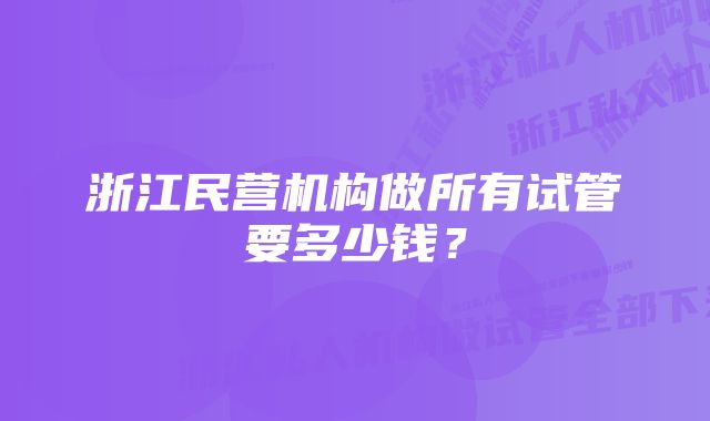 浙江民营机构做所有试管要多少钱？