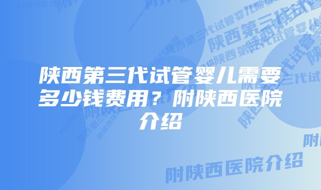 陕西第三代试管婴儿需要多少钱费用？附陕西医院介绍