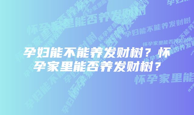 孕妇能不能养发财树？怀孕家里能否养发财树？